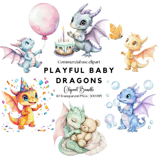 Playful baby dragon clipart
