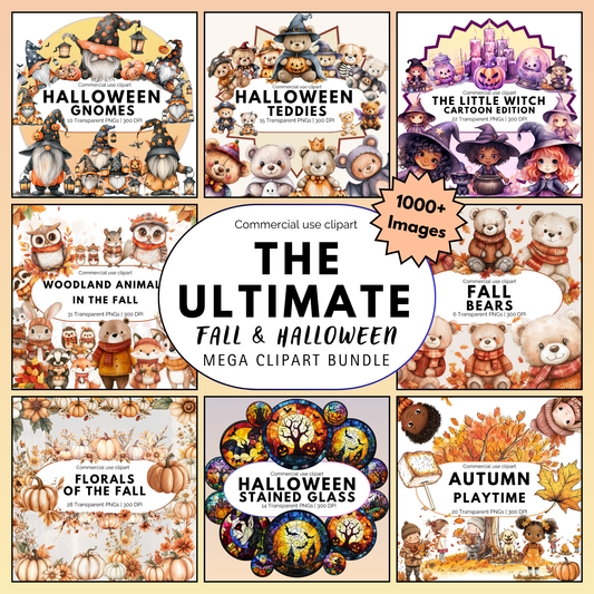 Watercolor Fall and Halloween Clipart Mega Bundle