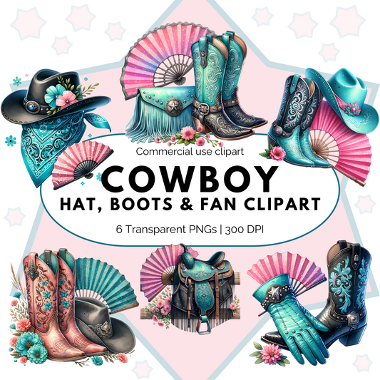 Cowboy Hat and Boots Clipart | Western Party PNG