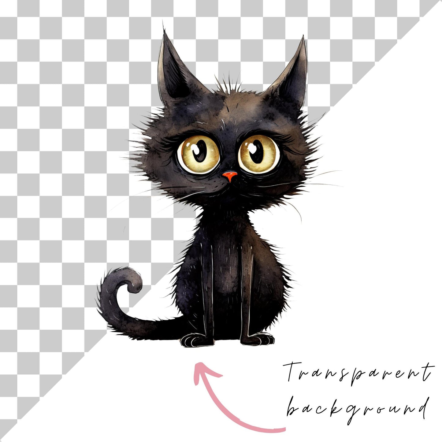 Quirky Black Cat Clipart
