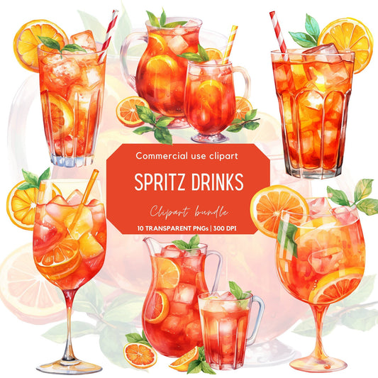 Watercolor Spritz Drinks Clipart
