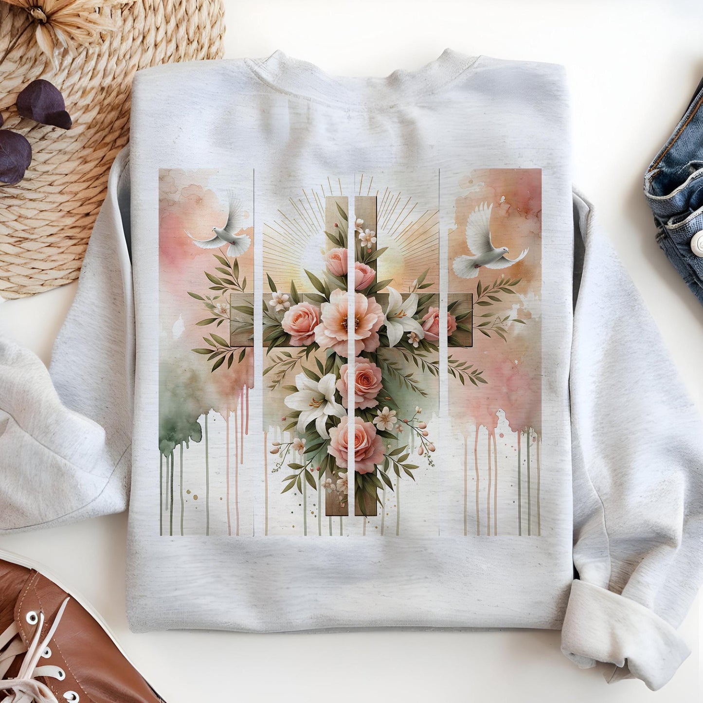 Christian Easter Sublimation Designs | Bible Verse Png | He Is Risen Png | Easter Shirt Png | Boho Wildflower Png | Digital Download