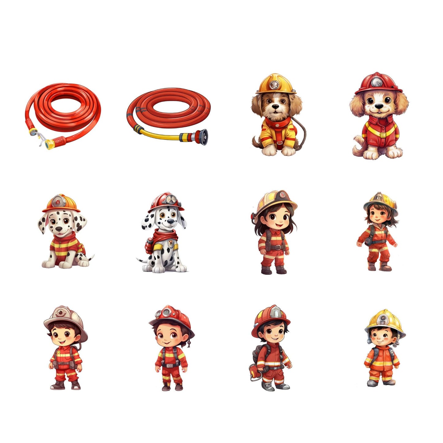 Watercolor Firetruck Clipart