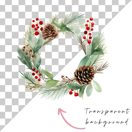 Festive Wreath Clipart Single