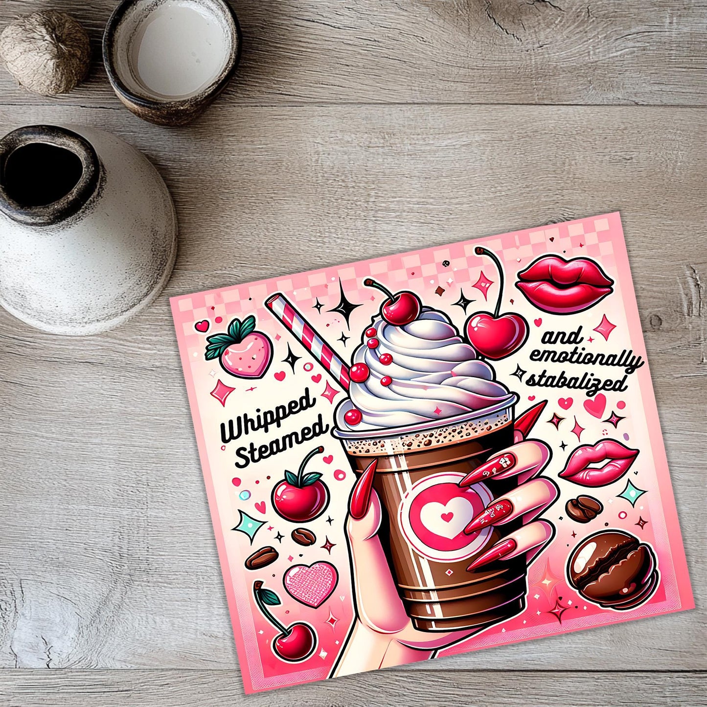 a card with a picture of an ice cream sundae
