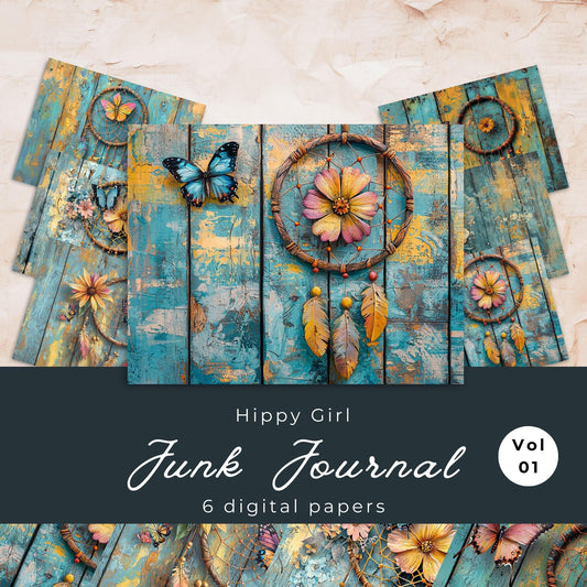 Hippie Girl Junk Journal Pages