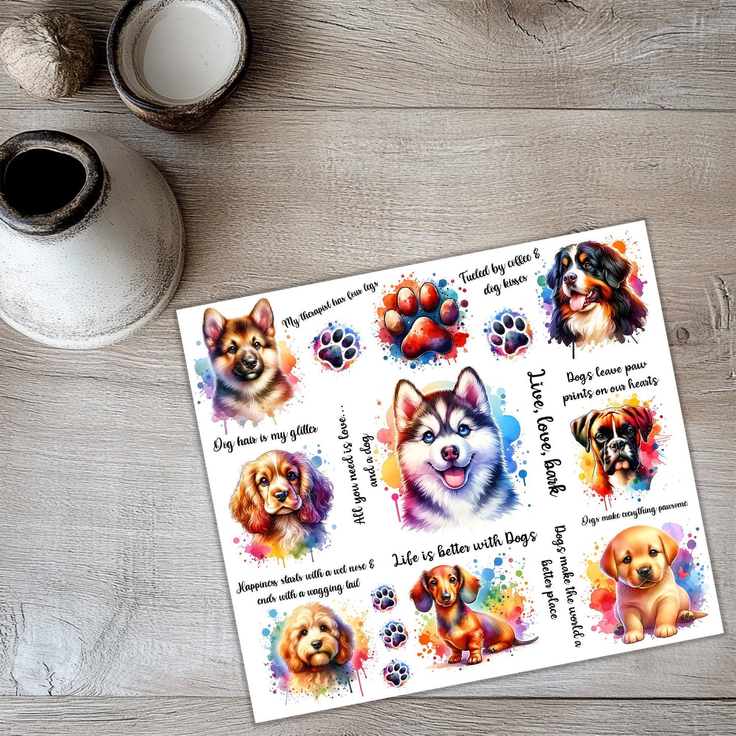 a sticker sheet with dogs on it