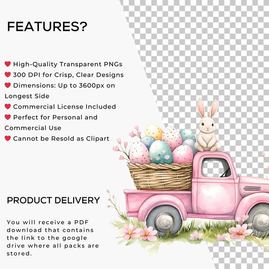 Easter Bunny Trucks Clipart
