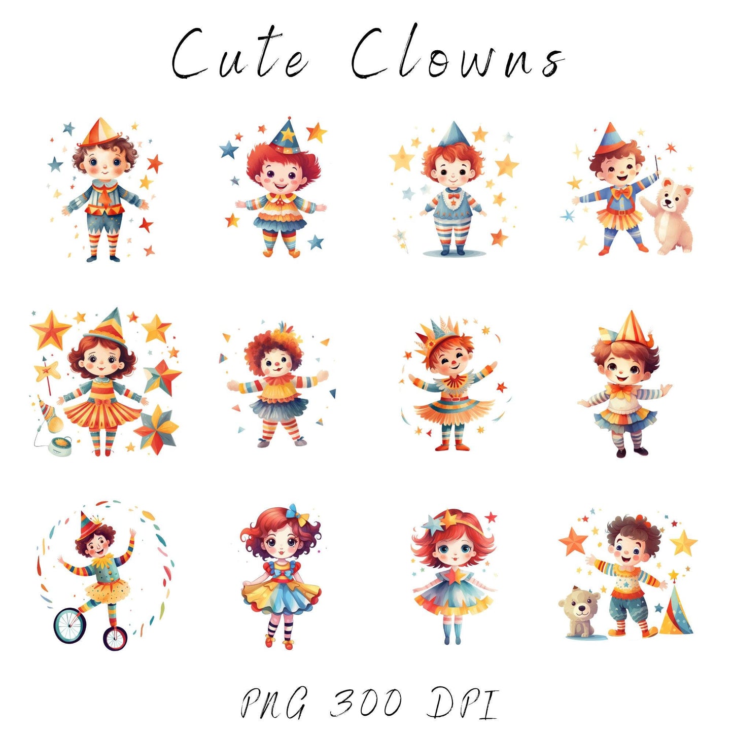 At the Circus watercolor clipart