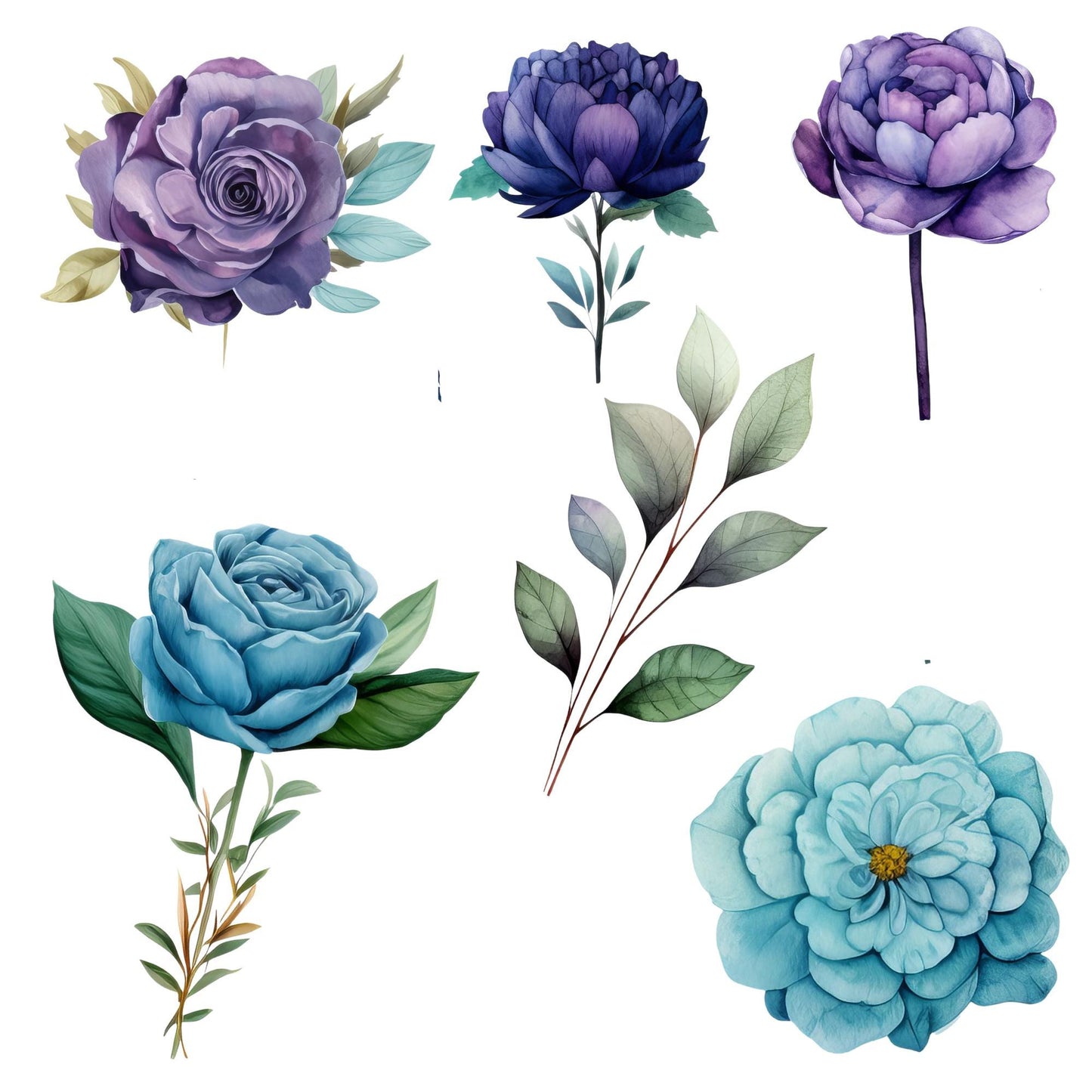 Purple and Teal Wedding Floral Clipart