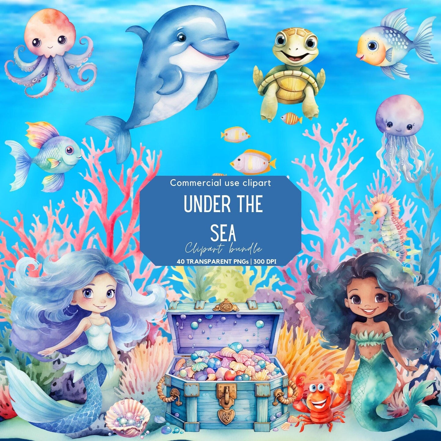 Watercolor Under the Sea Clipart