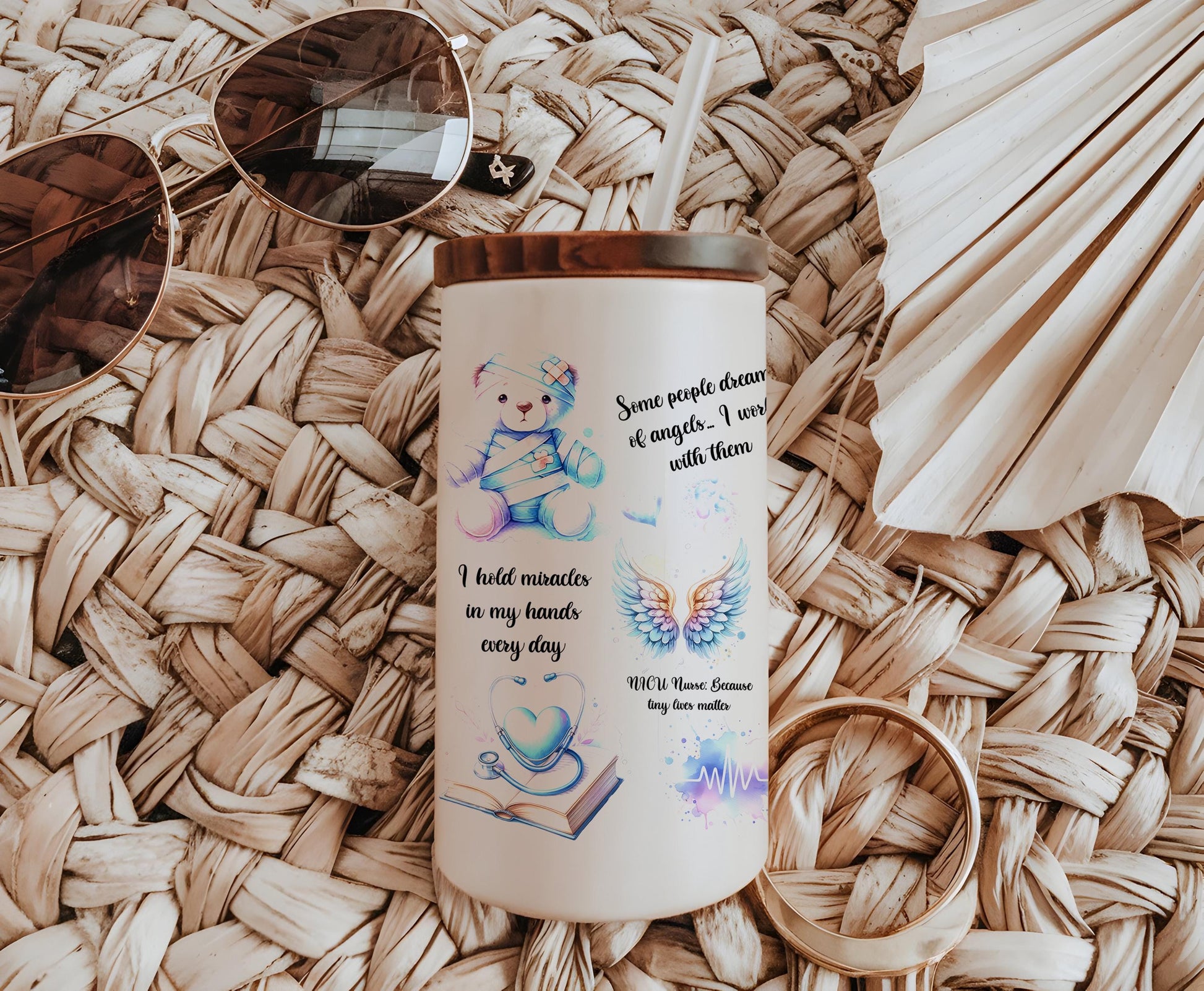 a coffee cup with a picture of a teddy bear on it