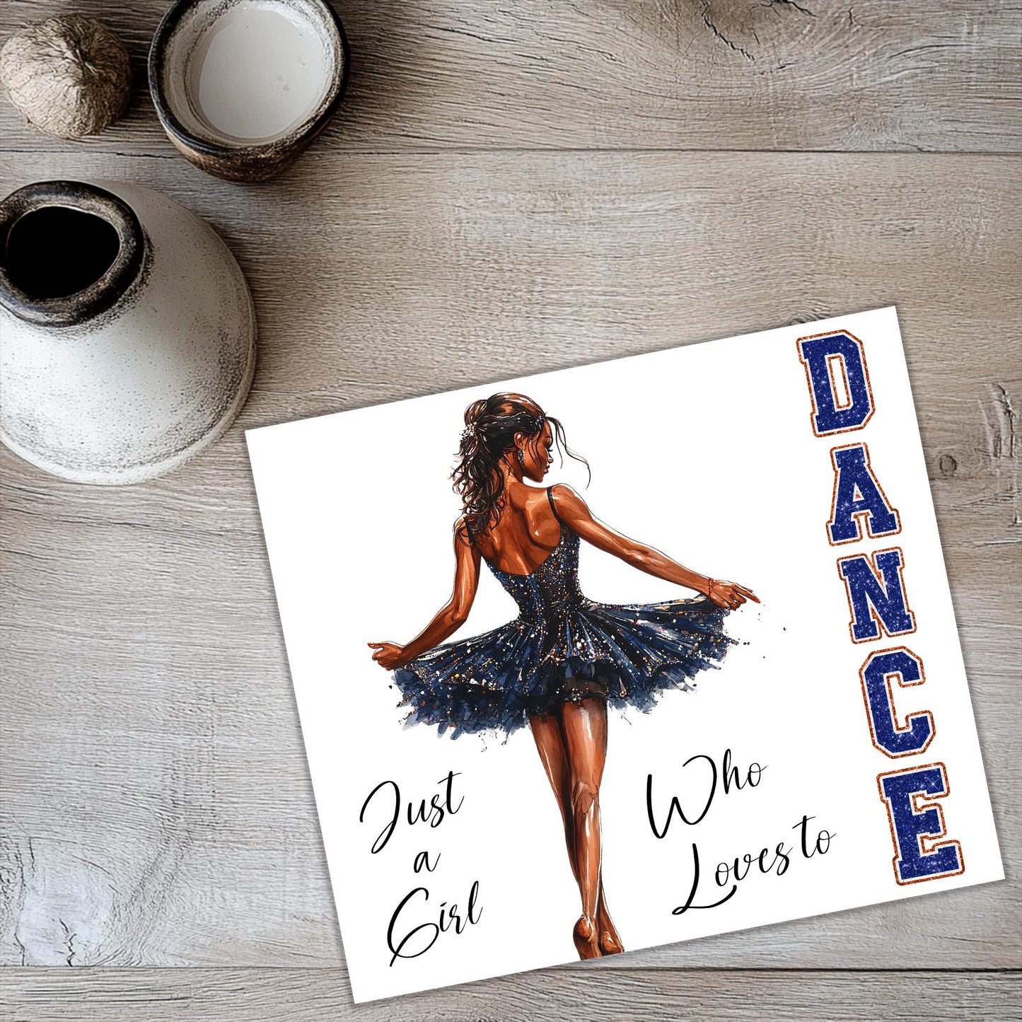 a card with a picture of a dancer on it