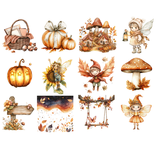 Fall Fairy Clipart PNG – Whimsical Autumn Fairies, Forest Elements & Magic Fairy Garden