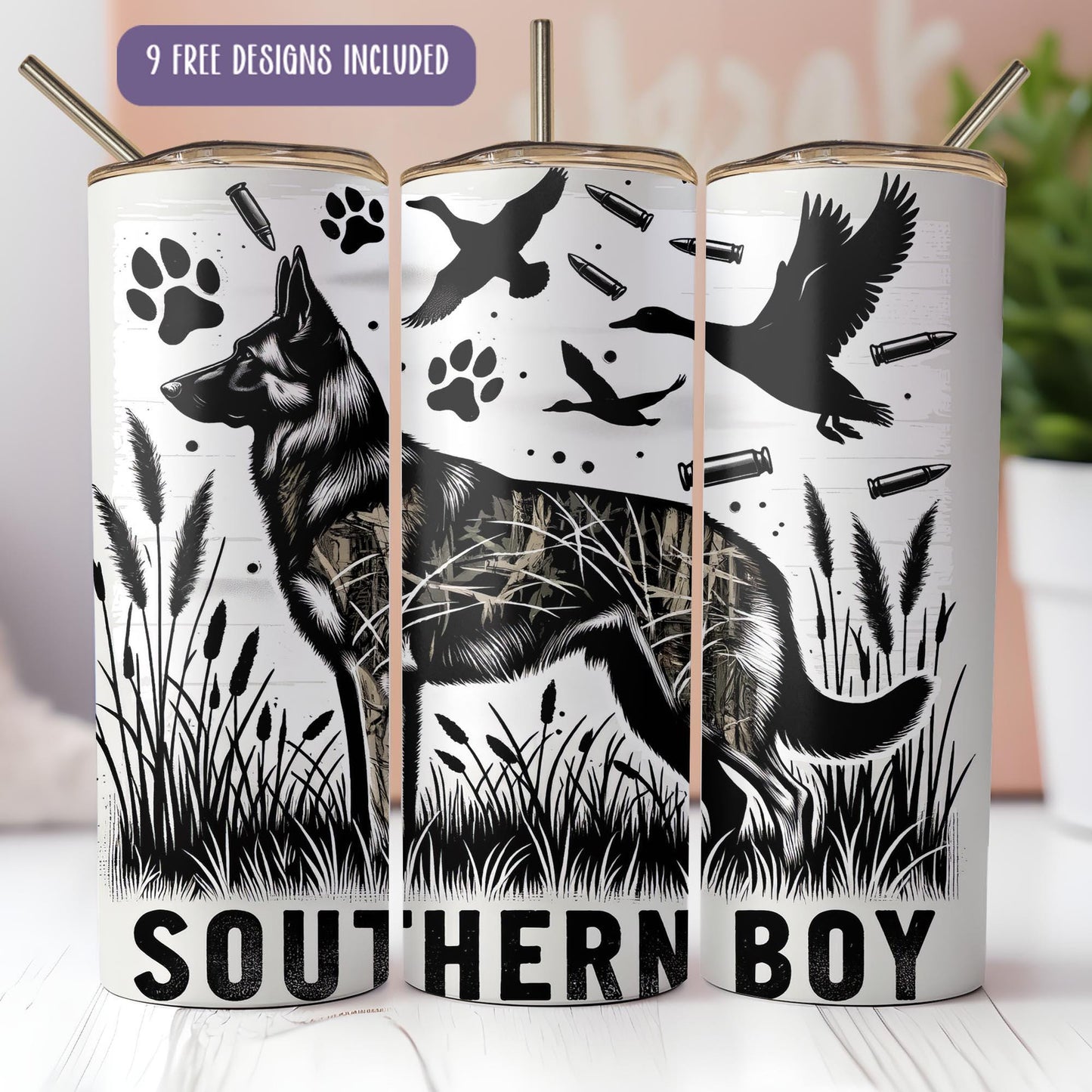 a picture of a can with a picture of a dog and a bird on it