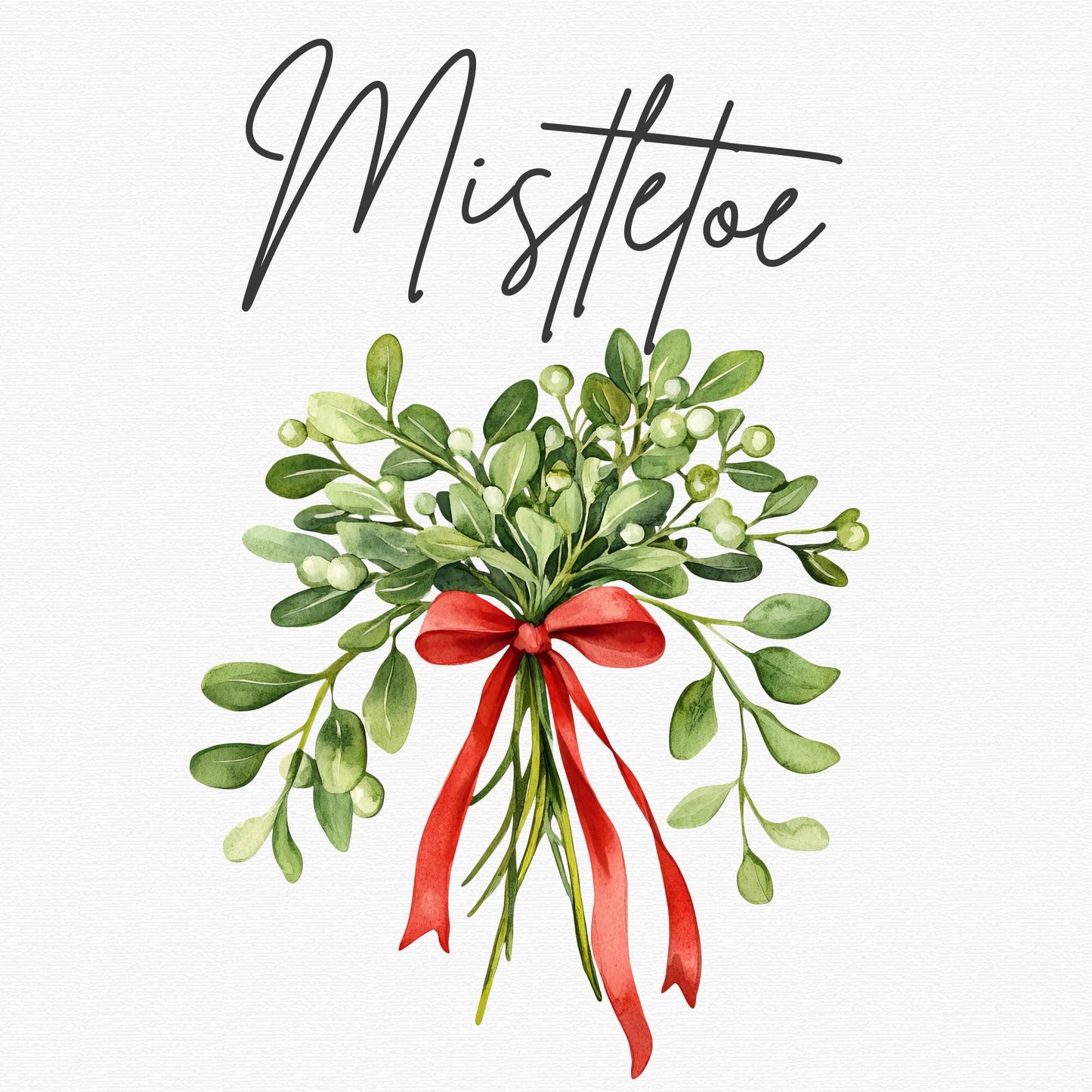 Watercolor Christmas Mistletoe Clipart Single