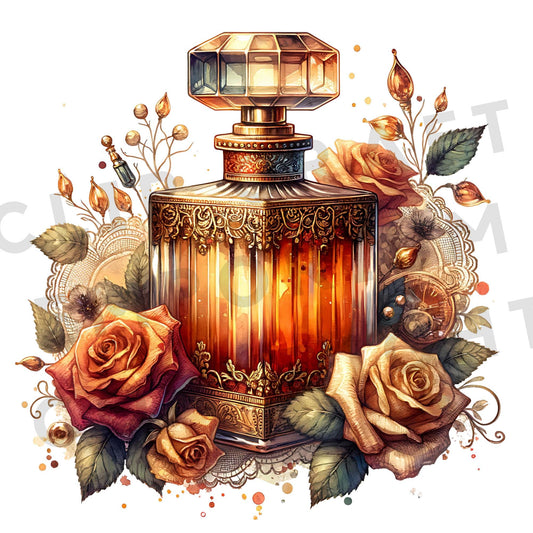 Antique Perfume Bottle Clipart Set