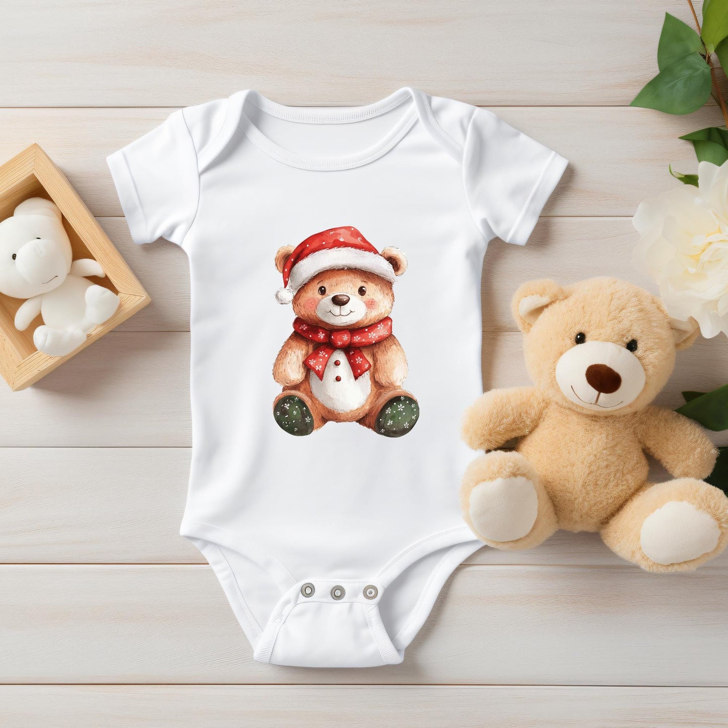 Watercolor Christmas Teddy Bear Clipart