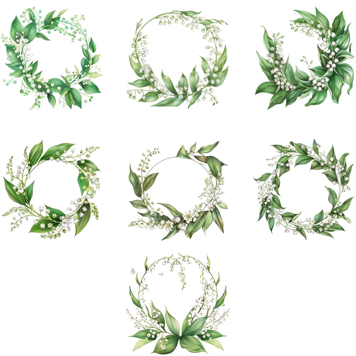 Watercolor Lily of the Valley Floral Clipart