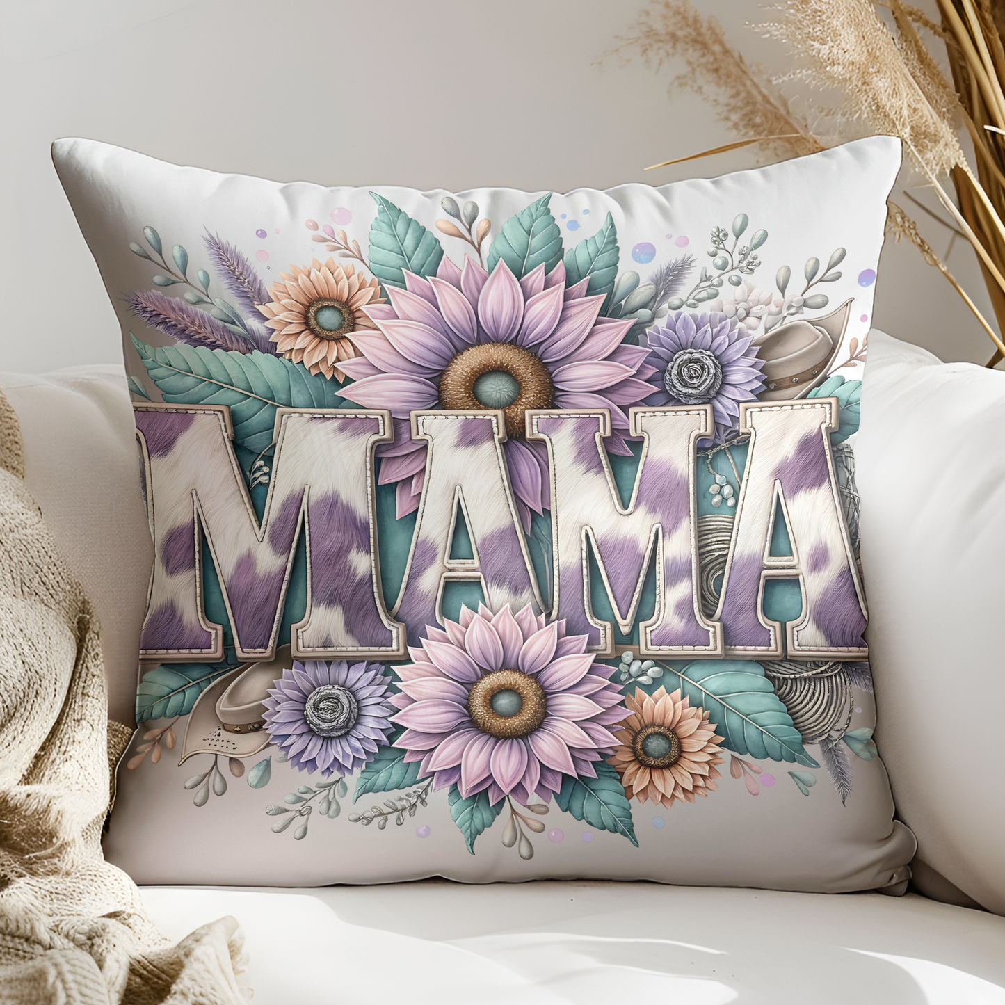 Mama Cowhide Sunflower PNG – Western Sublimation Design for Country Moms