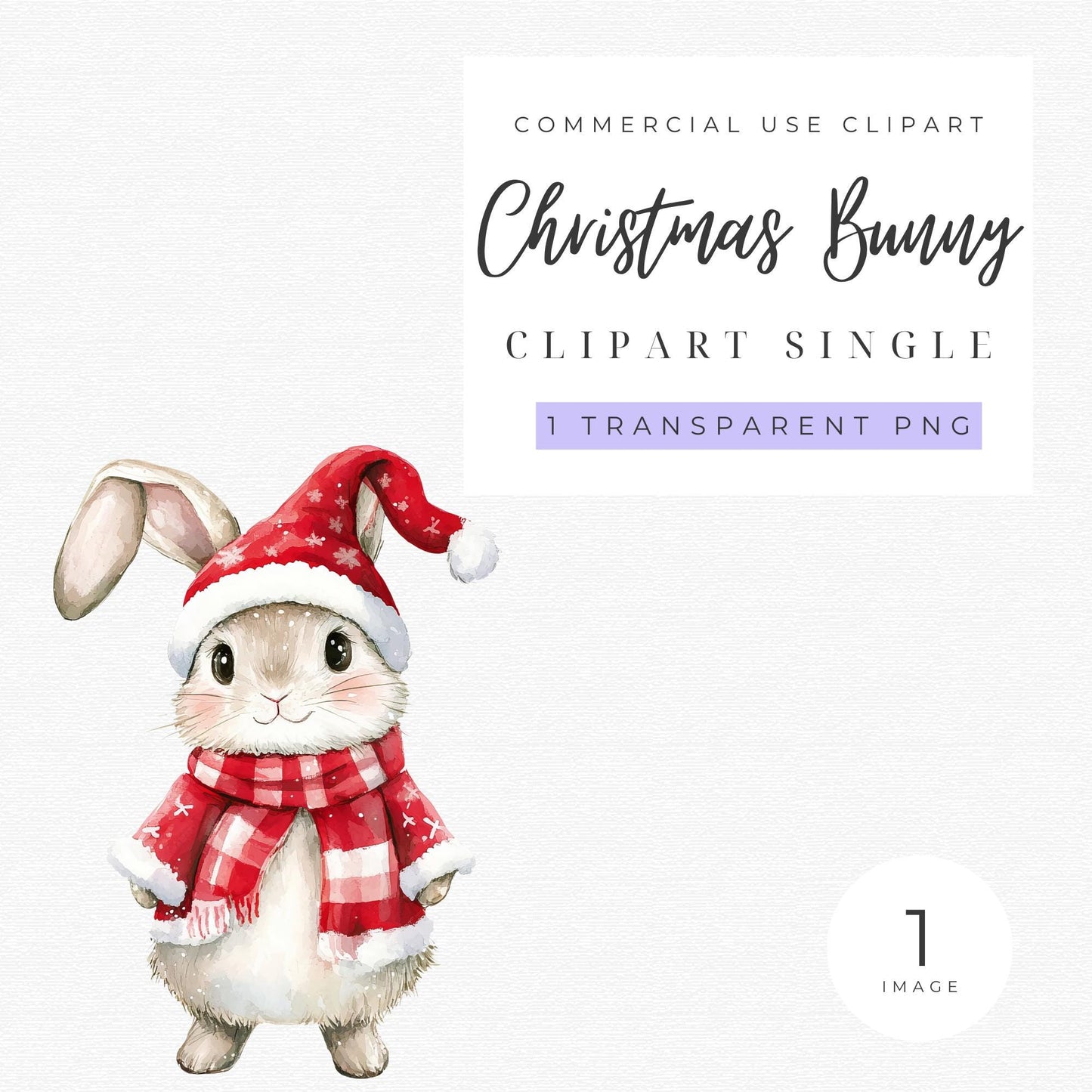 Watercolor Christmas Bunny Clipart
