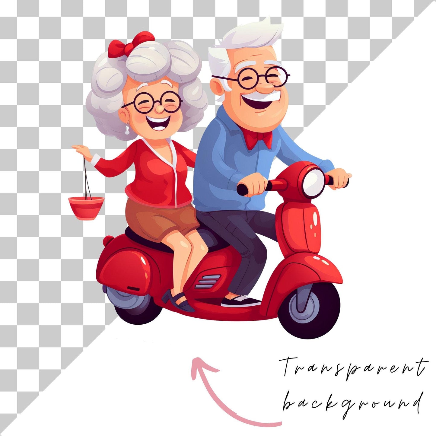 Quirky Old Couples Clipart
