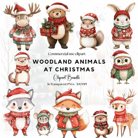 Christmas Woodland Animals Clipart