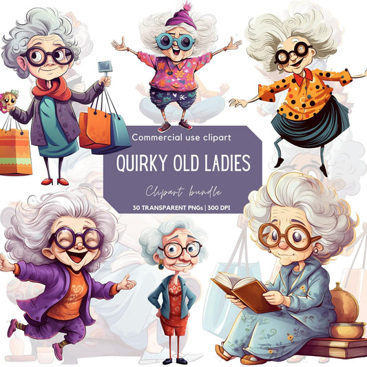 Quirky Old Ladies Clipart