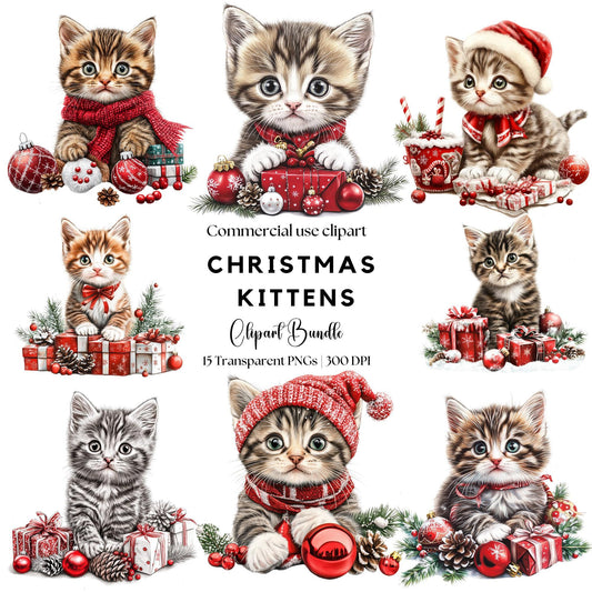 Christmas Kittens Clipart