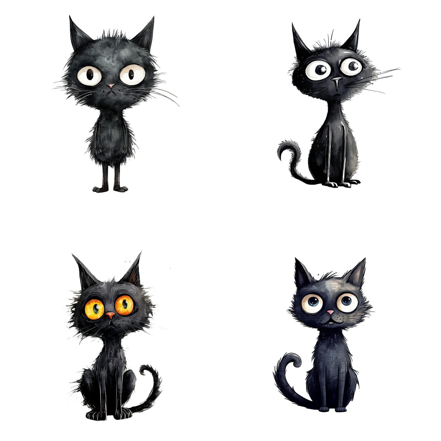 Quirky Black Cat Clipart