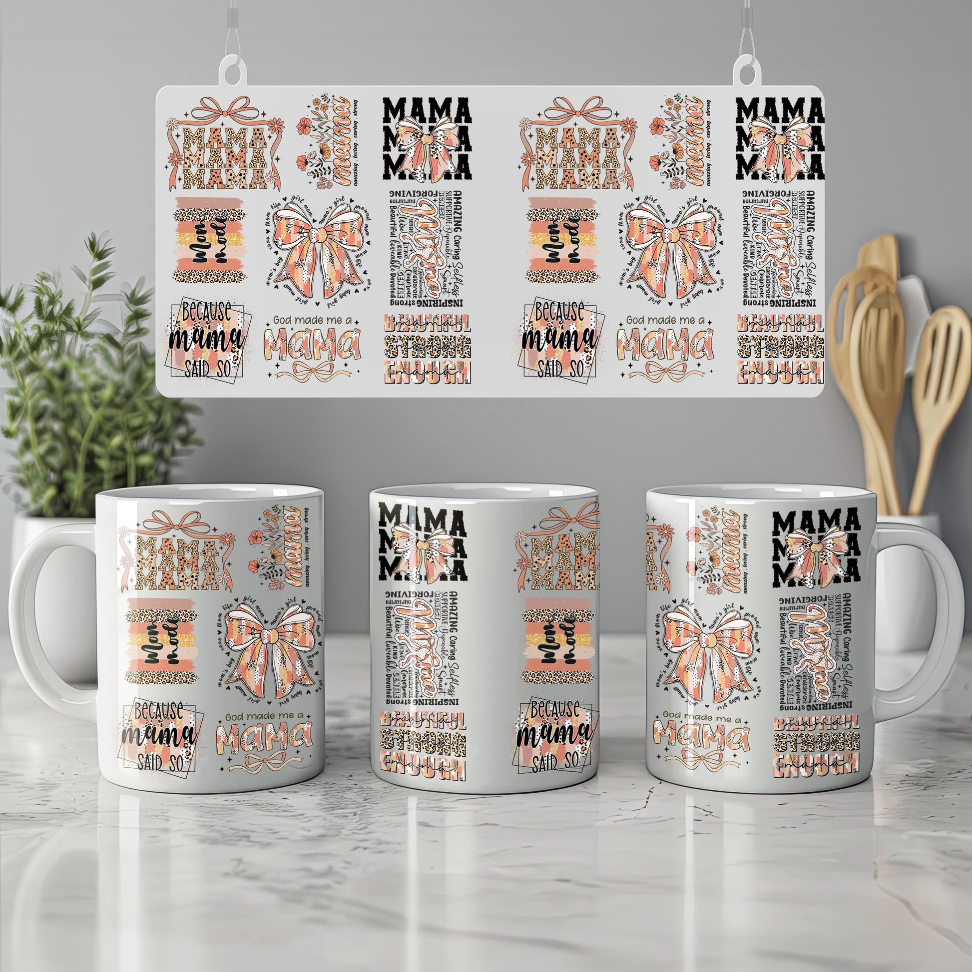 a group of coffee mugs sitting on top of a counter