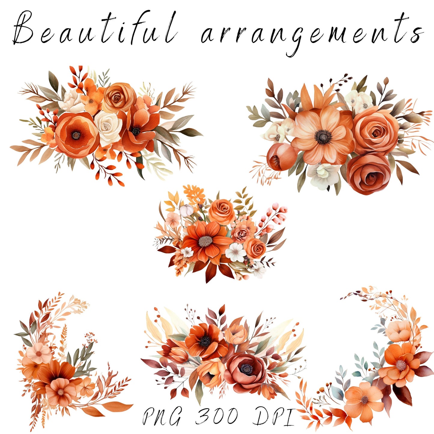 Clipart floral de terracota