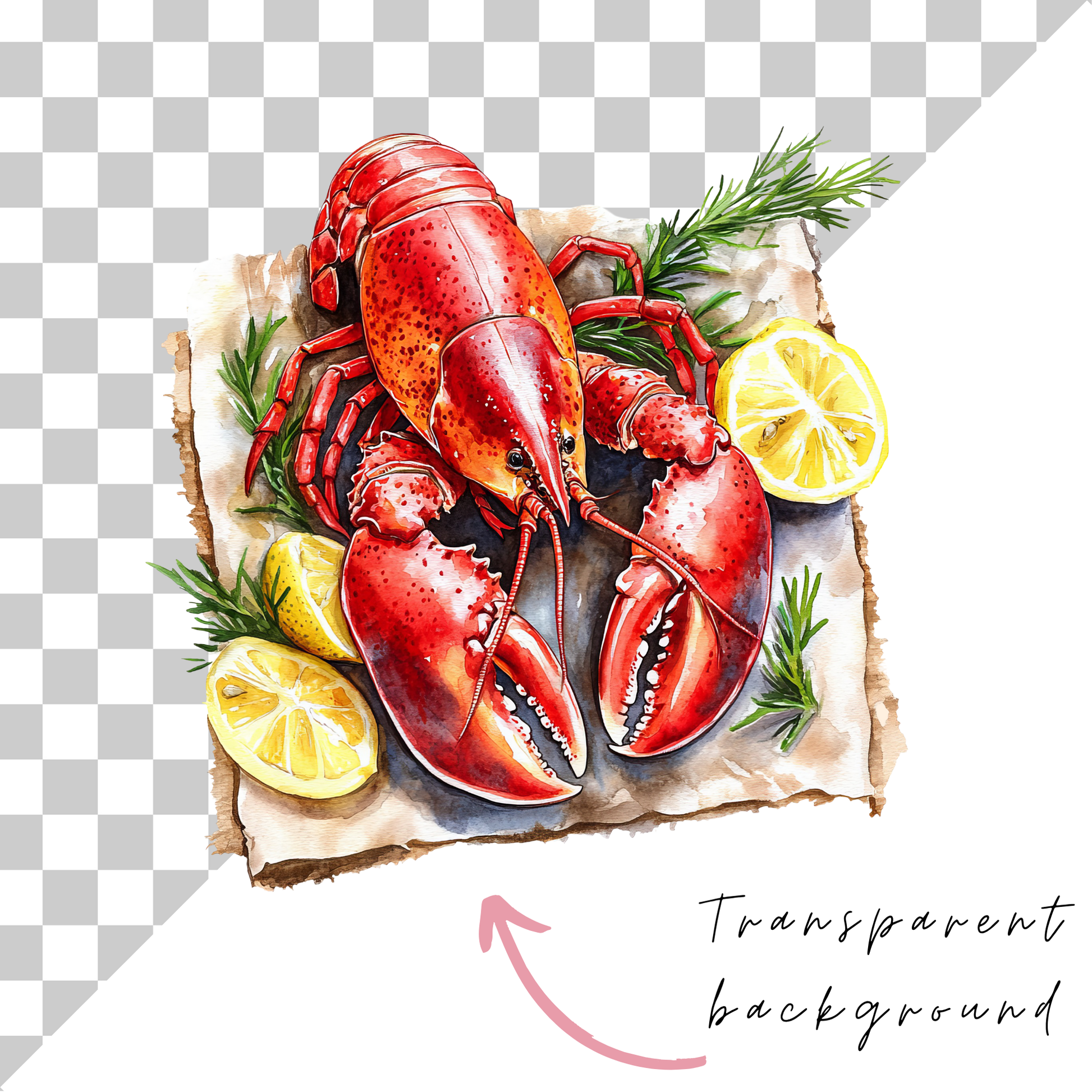 a painting of a lobster on a piece of paper