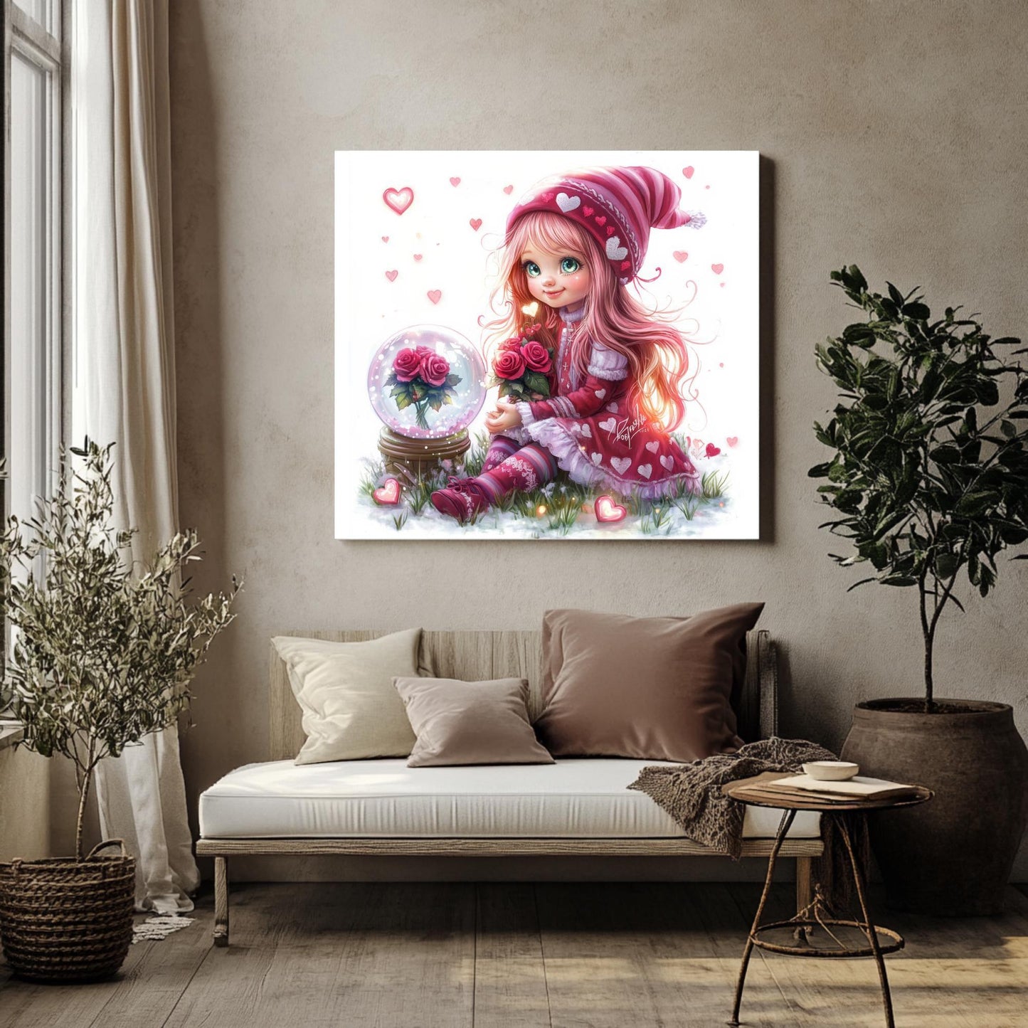 Pink Valentines Gnome Clipart