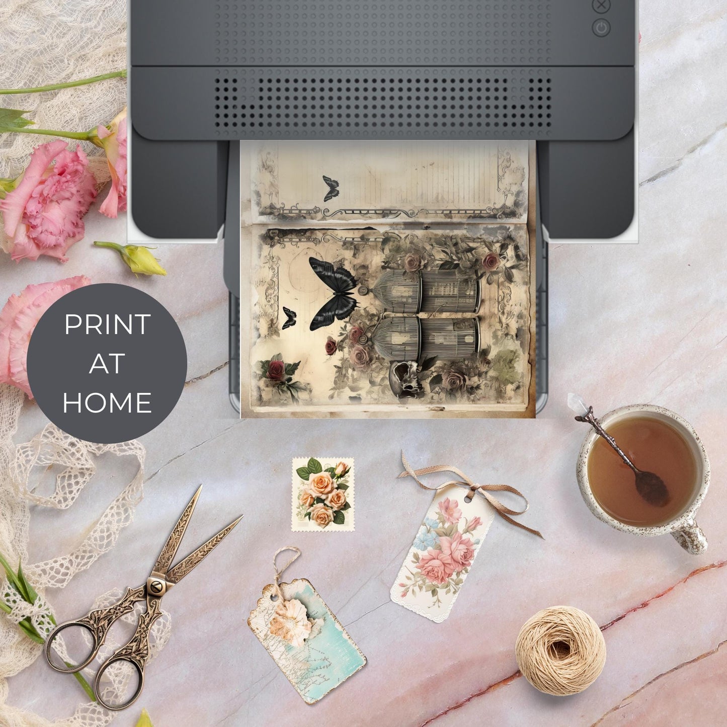 Gothic Garden Junk Journal Pages  |  Floral 6 Digital Journal Pages | Gothic Scrapbook | Gothic Scrapbook | US Paper Size | JJ038