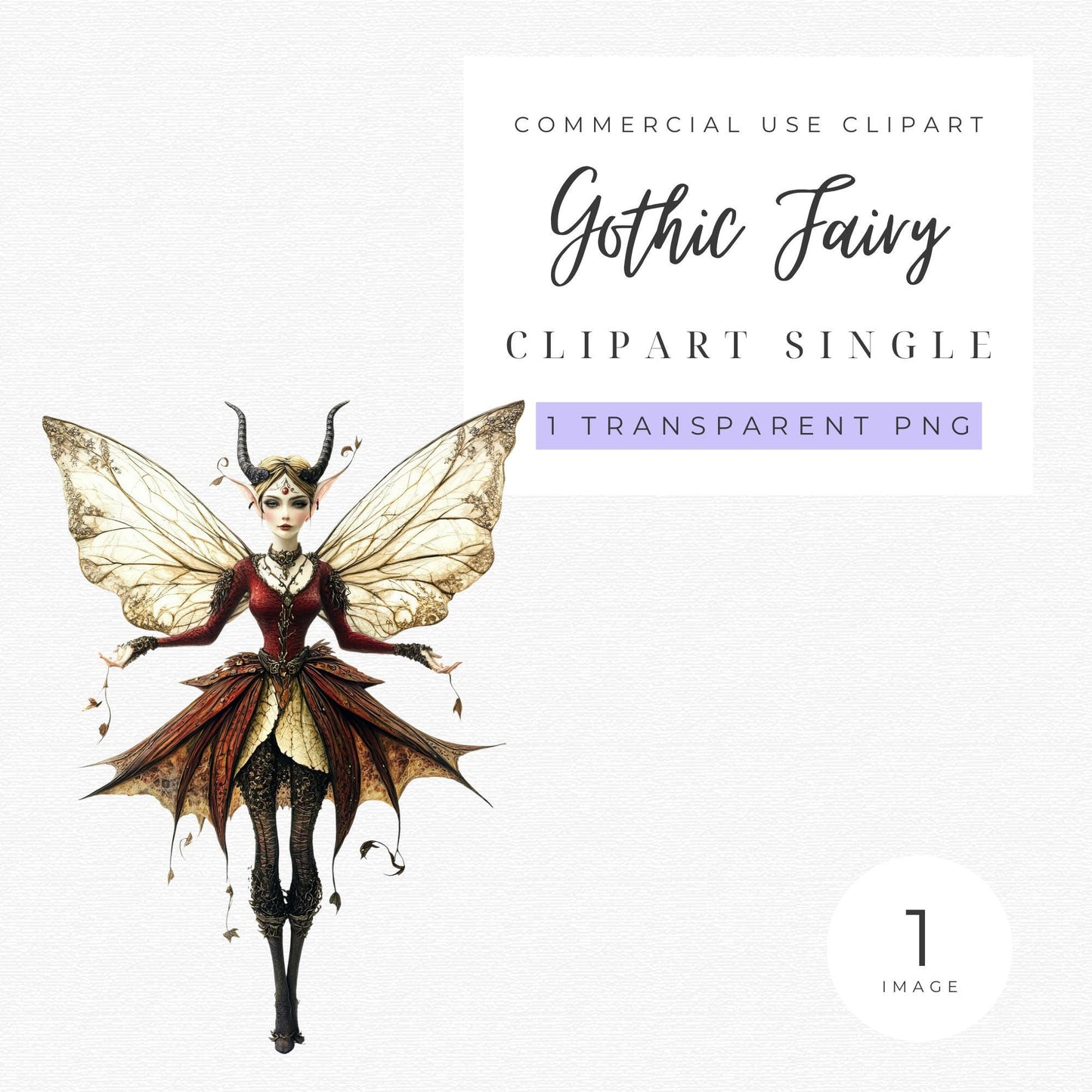 Gothic Fairy Clipart Single