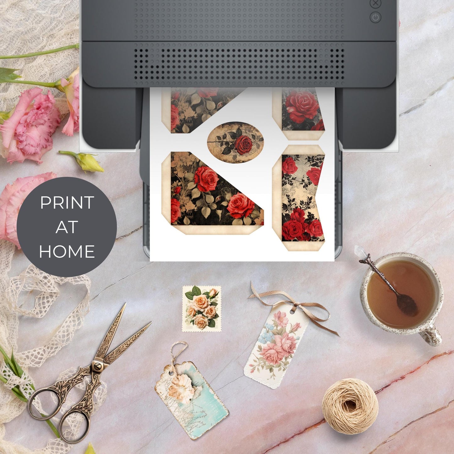 Red and Black Floral Junk Journal Mega Kit