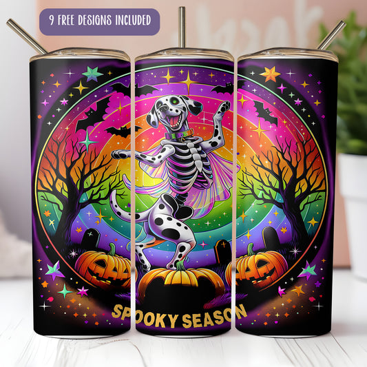 a set of three halloween cans with a skeleton on it