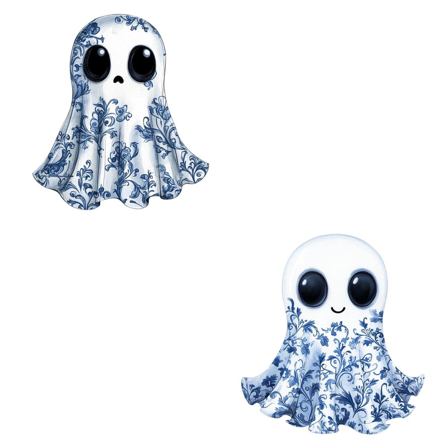 Blue Toile Ghost Clipart