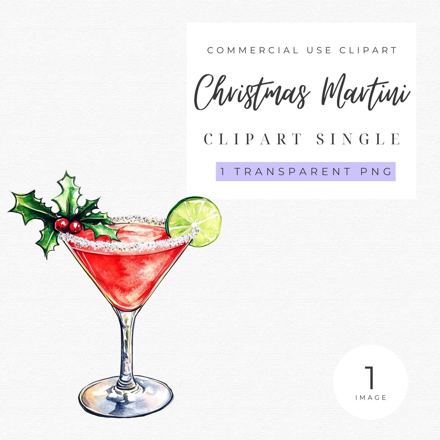 Clipart de Martini navideño individual