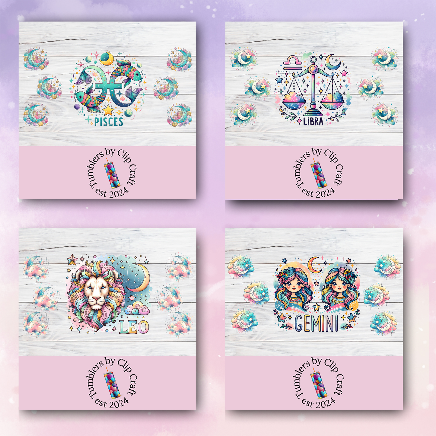 a set of four stickers with a cartoon character on them