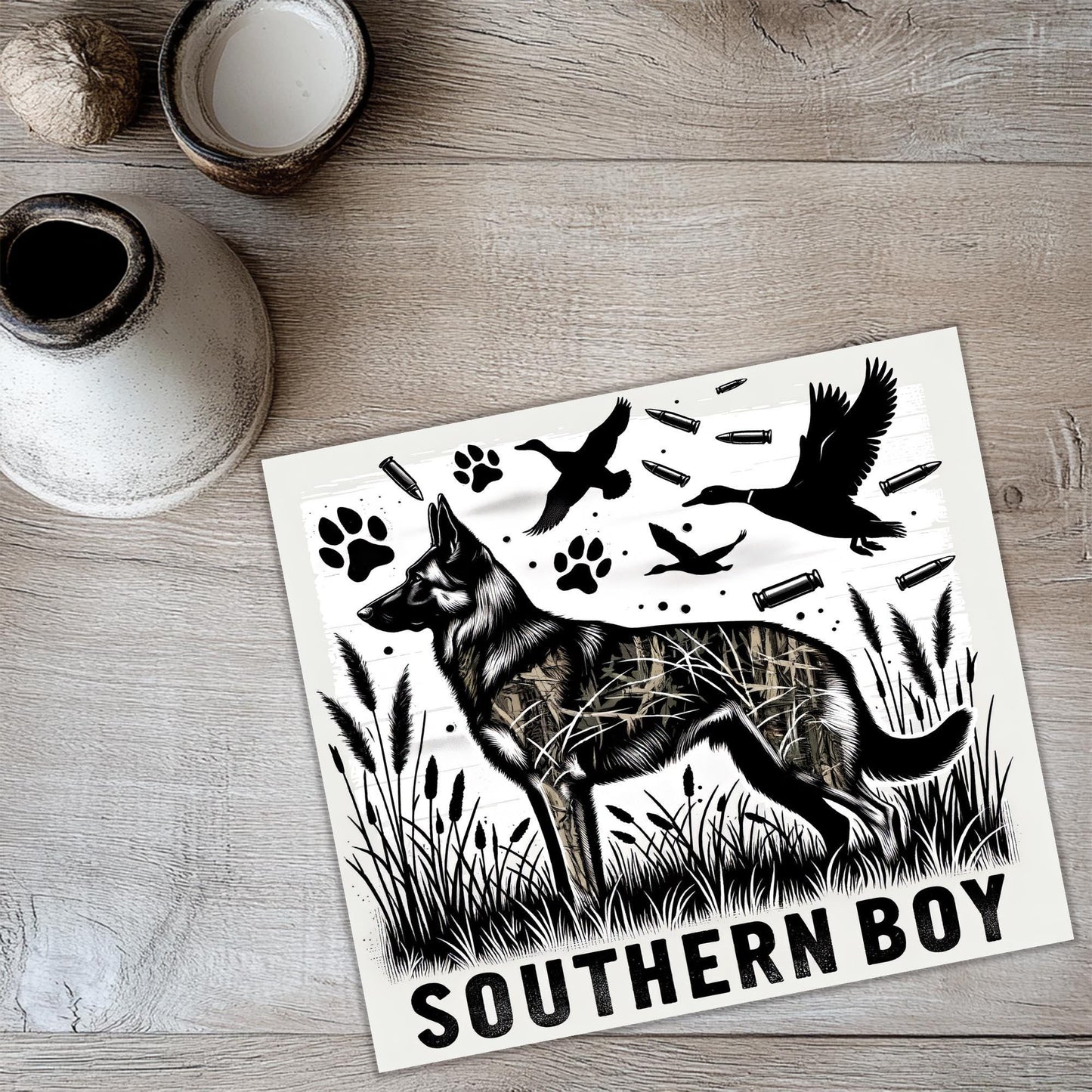 a picture of a picture of a dog on a table