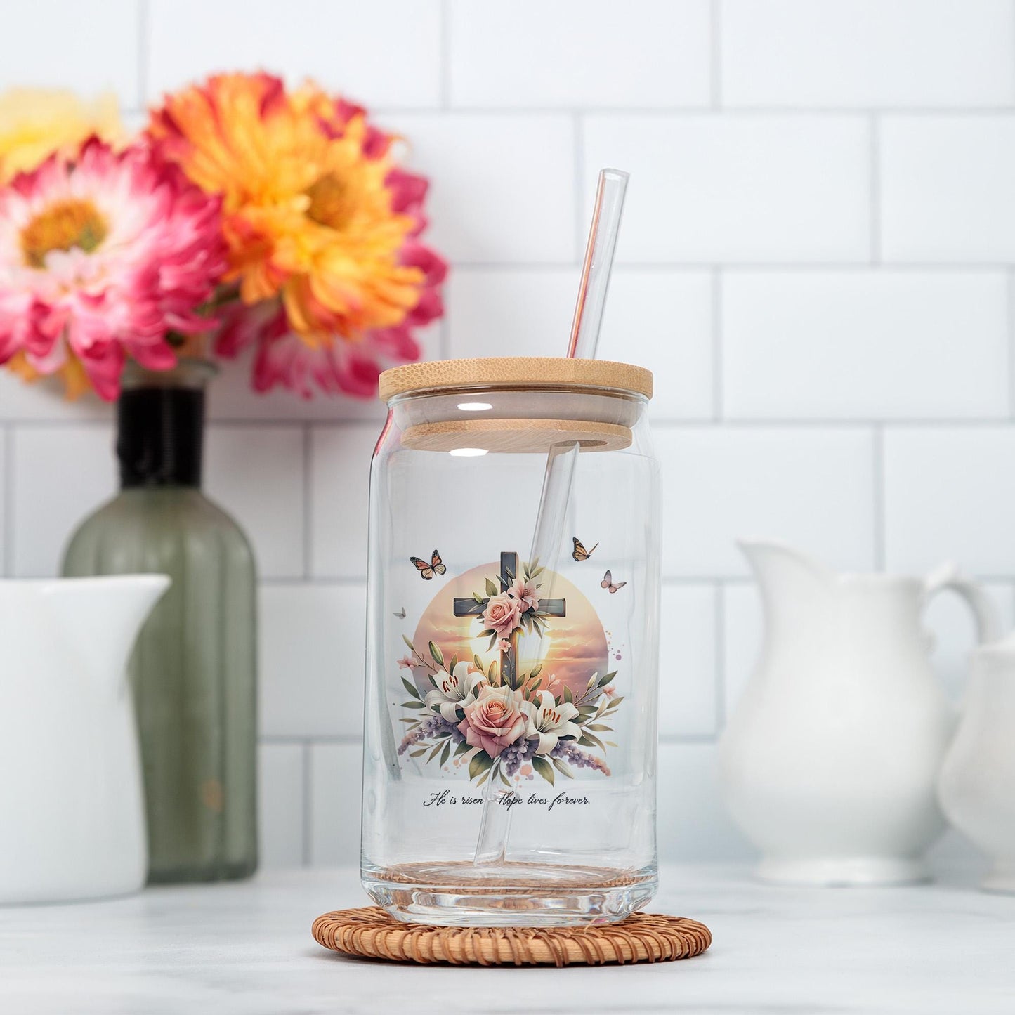 Diseños cristianos de sublimación de Pascua | Versículo bíblico PNG | Resucitó PNG | Camiseta de Pascua PNG | Flor silvestre bohemia PNG | Descarga digital