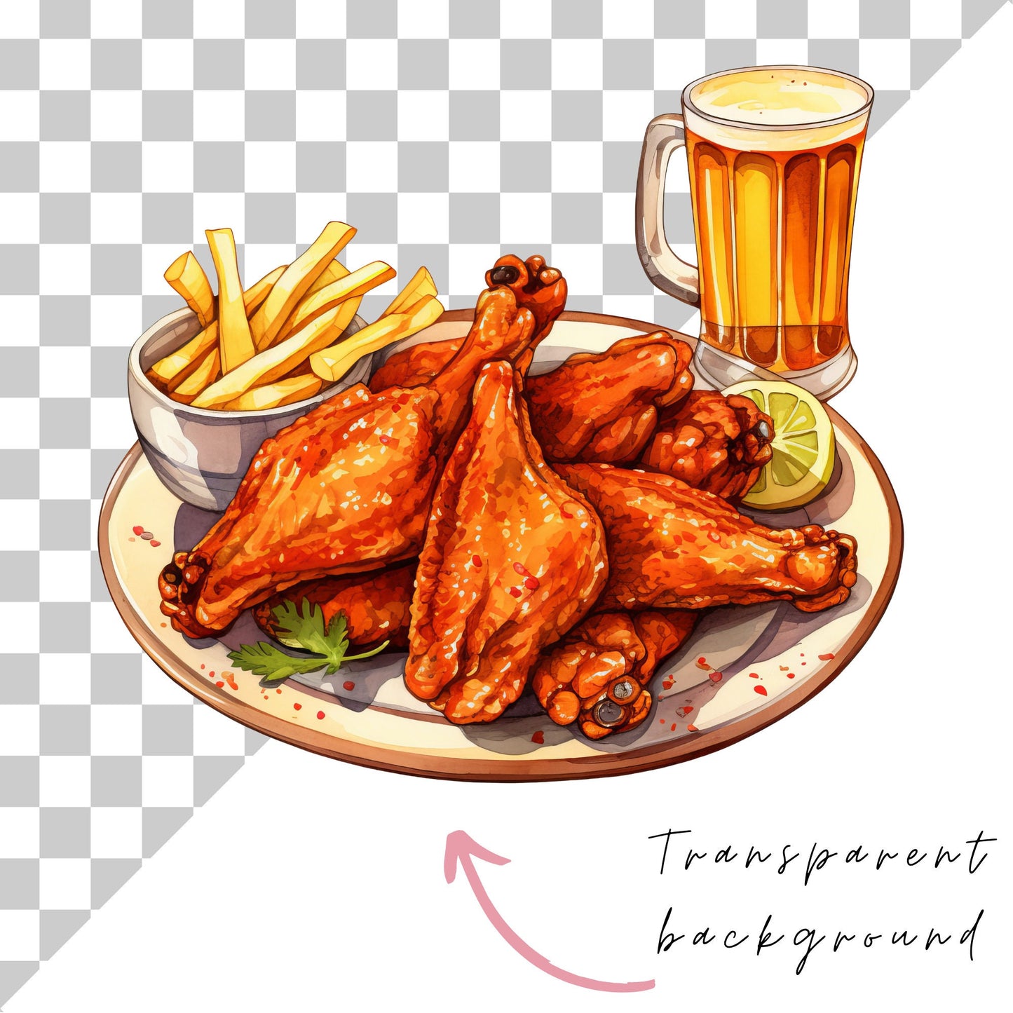 Watercolor Chicken Wings Clipart