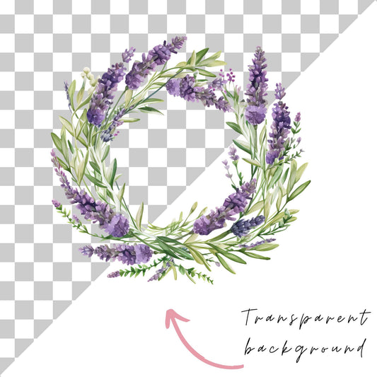 Lavender Wreath Clipart Single