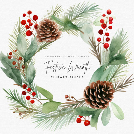 Festive Wreath Clipart Single