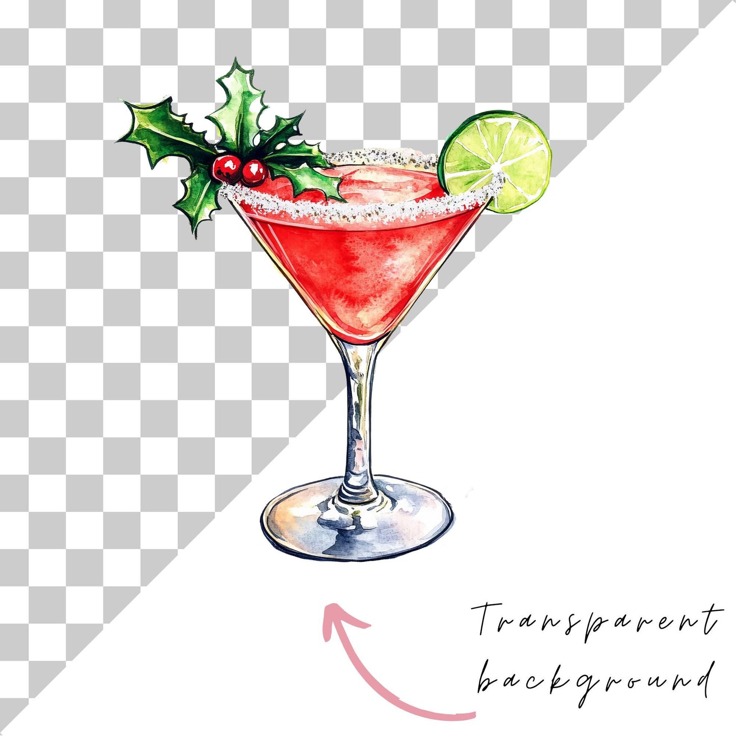 Clipart de Martini navideño individual