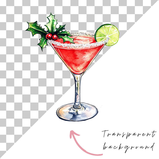Clipart de Martini navideño individual