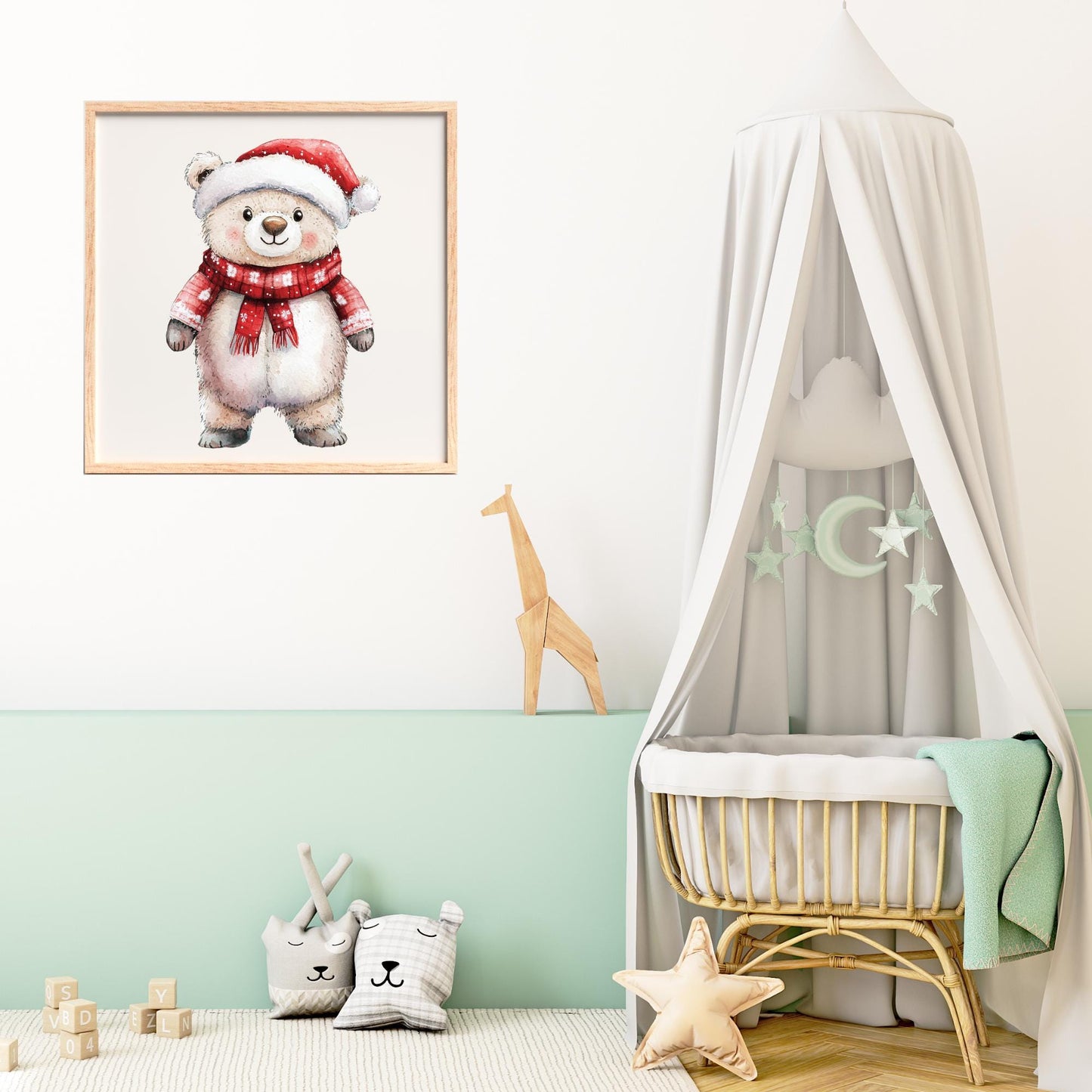 Watercolor Christmas Teddy Bear Clipart