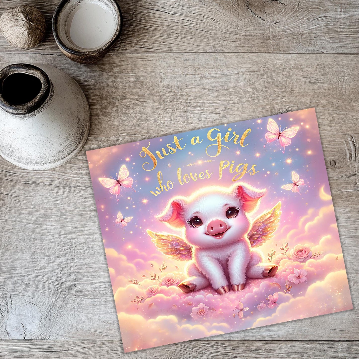 a picture of a pig on a table